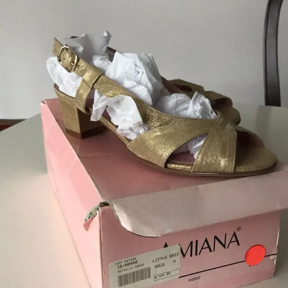 Amiana Formal Dress Golden Sandals size 4